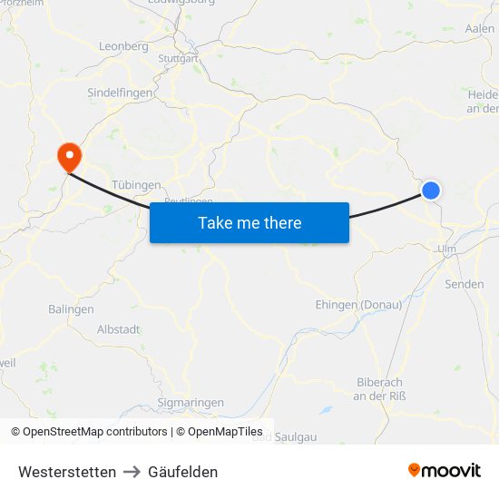 Westerstetten to Gäufelden map