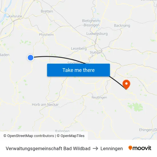 Verwaltungsgemeinschaft Bad Wildbad to Lenningen map