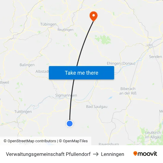 Verwaltungsgemeinschaft Pfullendorf to Lenningen map