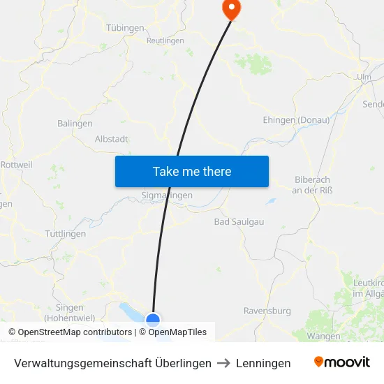 Verwaltungsgemeinschaft Überlingen to Lenningen map