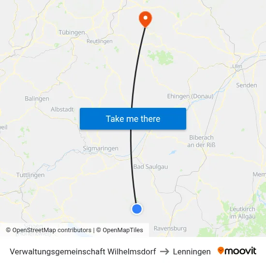 Verwaltungsgemeinschaft Wilhelmsdorf to Lenningen map