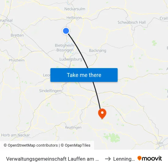 Verwaltungsgemeinschaft Lauffen am Neckar to Lenningen map