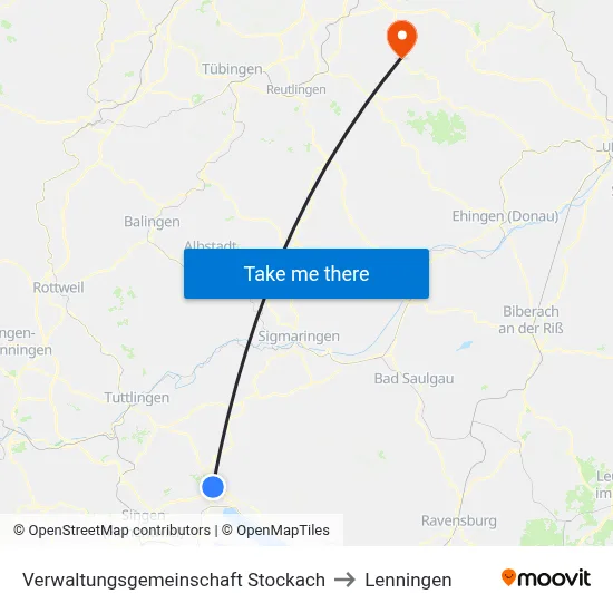 Verwaltungsgemeinschaft Stockach to Lenningen map