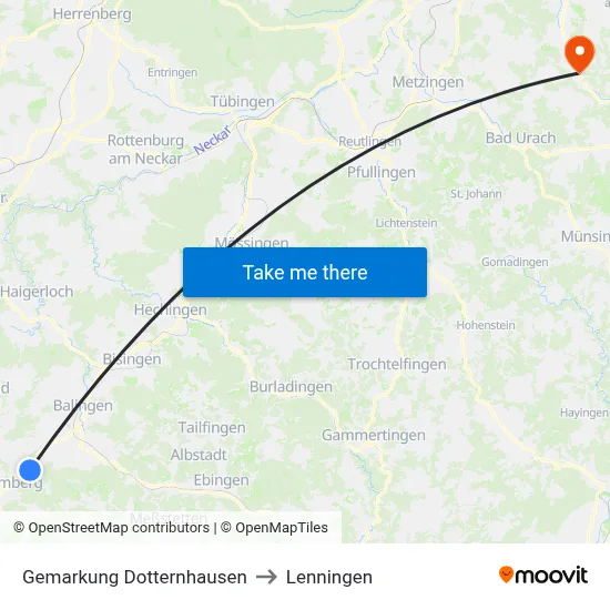 Gemarkung Dotternhausen to Lenningen map