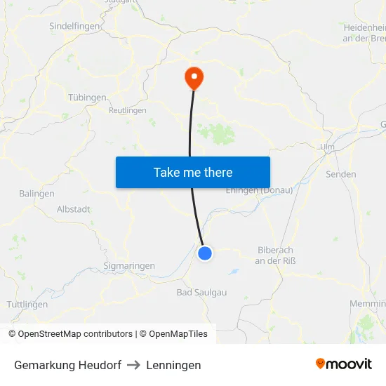 Gemarkung Heudorf to Lenningen map