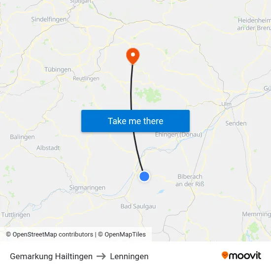 Gemarkung Hailtingen to Lenningen map