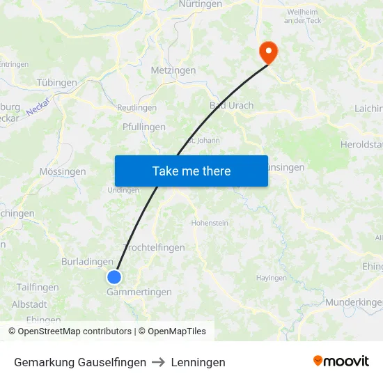 Gemarkung Gauselfingen to Lenningen map