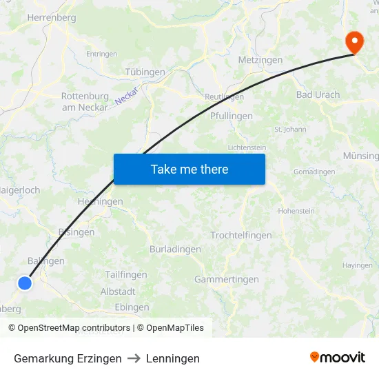 Gemarkung Erzingen to Lenningen map