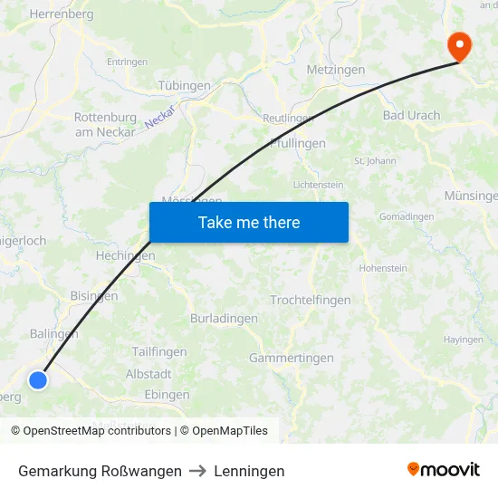 Gemarkung Roßwangen to Lenningen map