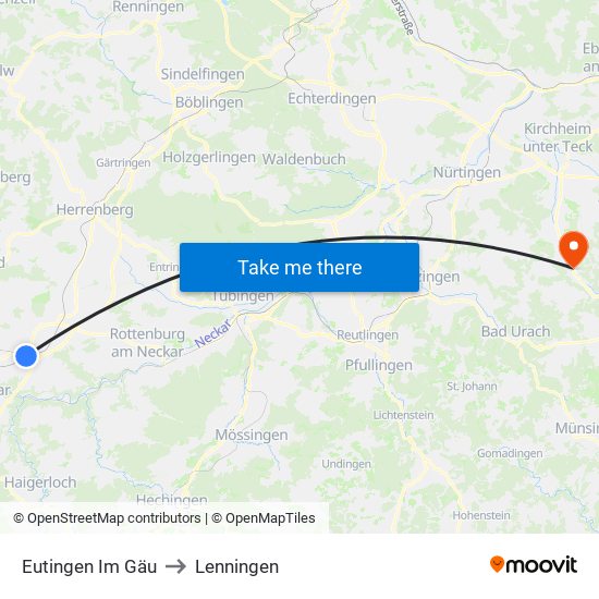 Eutingen Im Gäu to Lenningen map