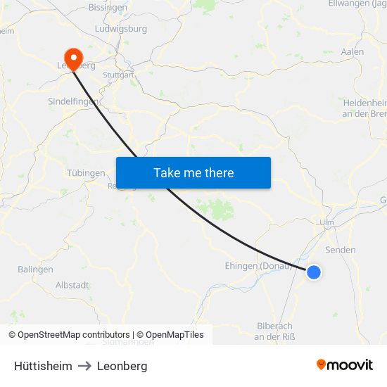 Hüttisheim to Leonberg map