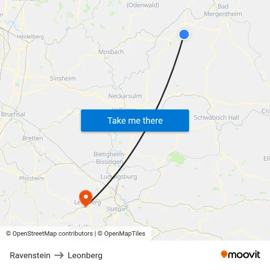 Ravenstein to Leonberg map