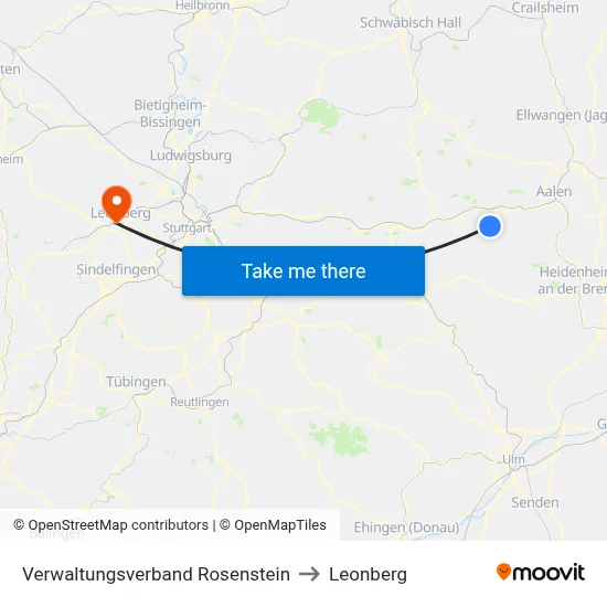 Verwaltungsverband Rosenstein to Leonberg map