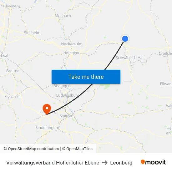 Verwaltungsverband Hohenloher Ebene to Leonberg map