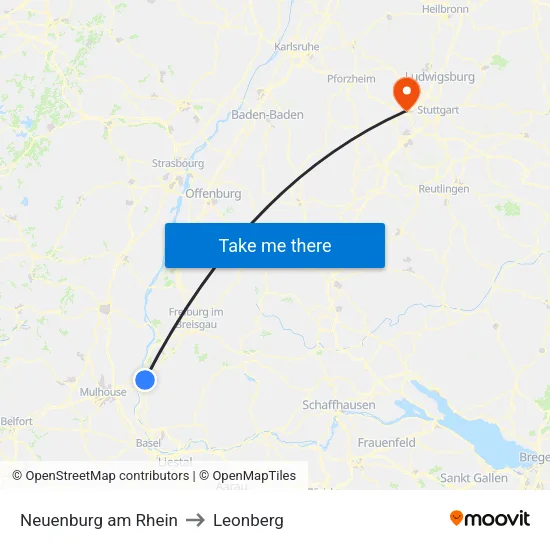 Neuenburg am Rhein to Leonberg map
