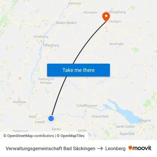 Verwaltungsgemeinschaft Bad Säckingen to Leonberg map