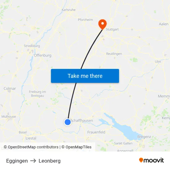 Eggingen to Leonberg map