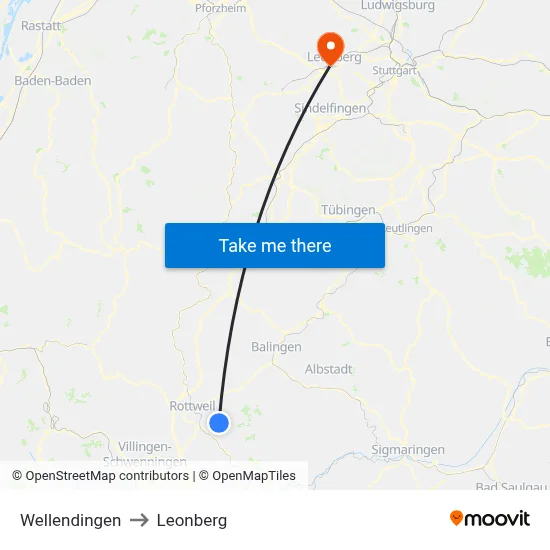 Wellendingen to Leonberg map