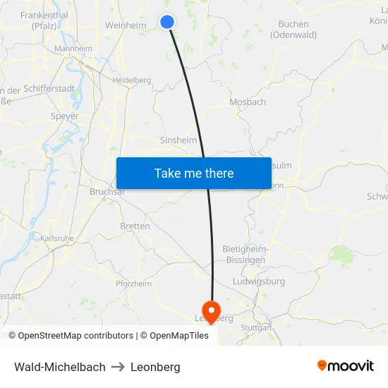 Wald-Michelbach to Leonberg map