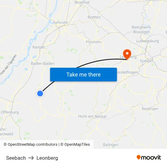 Seebach to Leonberg map