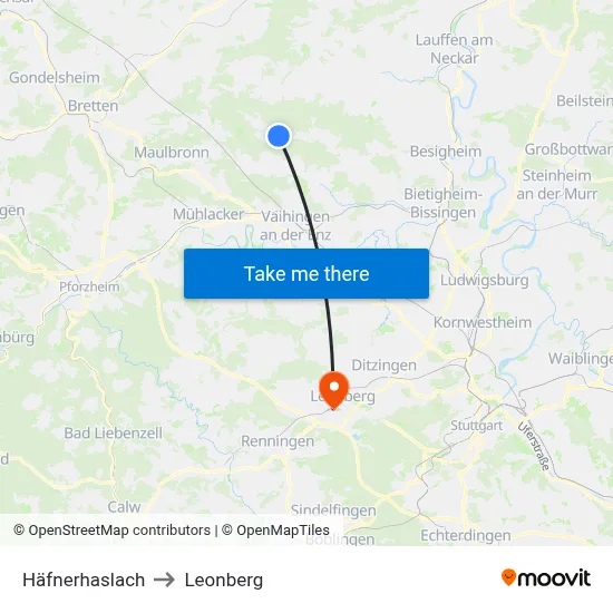Häfnerhaslach to Leonberg map