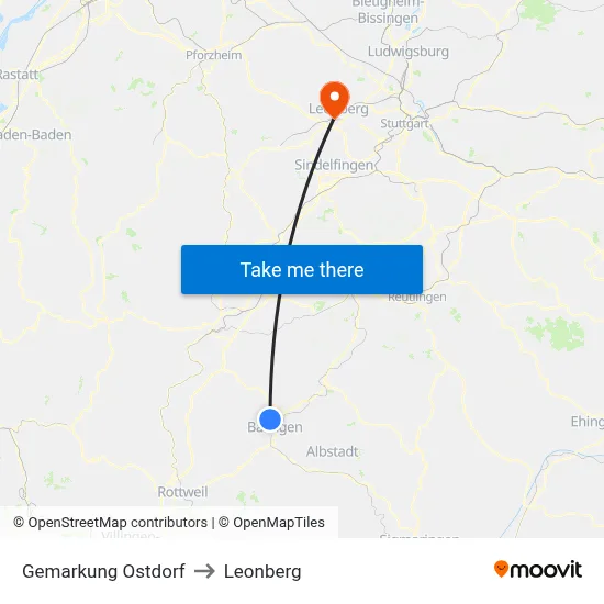 Gemarkung Ostdorf to Leonberg map