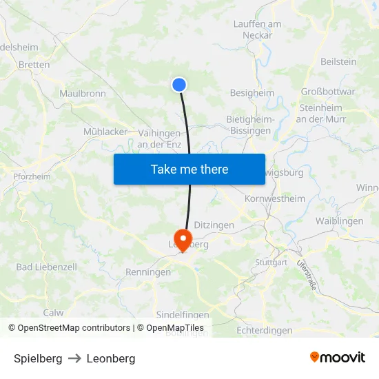 Spielberg to Leonberg map