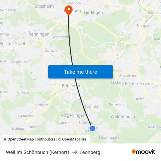 Weil Im Schönbuch (Kernort) to Leonberg map