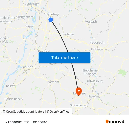 Kirchheim to Leonberg map