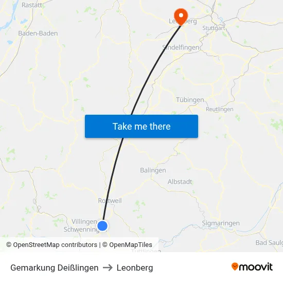 Gemarkung Deißlingen to Leonberg map