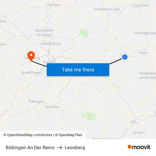 Böbingen An Der Rems to Leonberg map