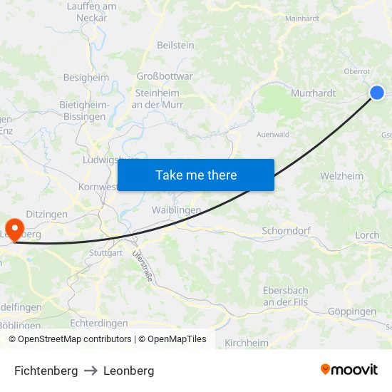 Fichtenberg to Leonberg map