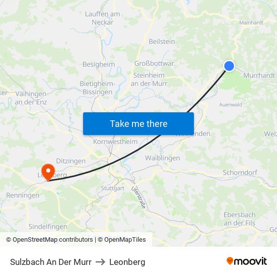 Sulzbach An Der Murr to Leonberg map