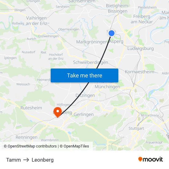 Tamm to Leonberg map