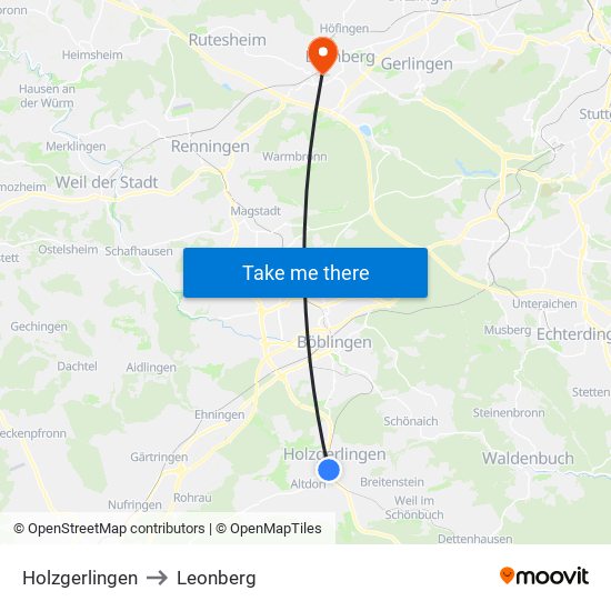 Holzgerlingen to Leonberg map