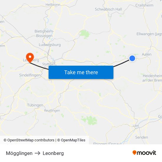 Mögglingen to Leonberg map
