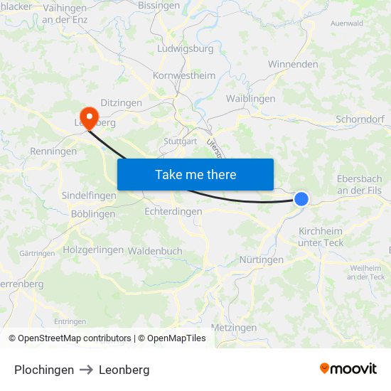 Plochingen to Leonberg map