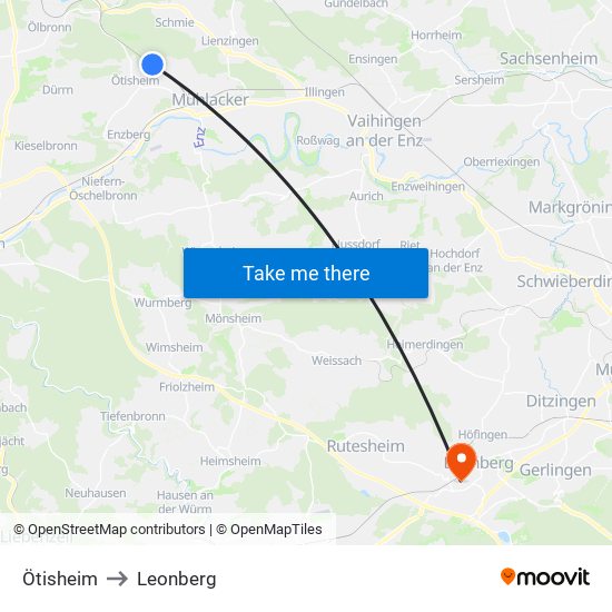 Ötisheim to Leonberg map