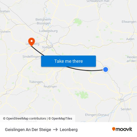 Geislingen An Der Steige to Leonberg map