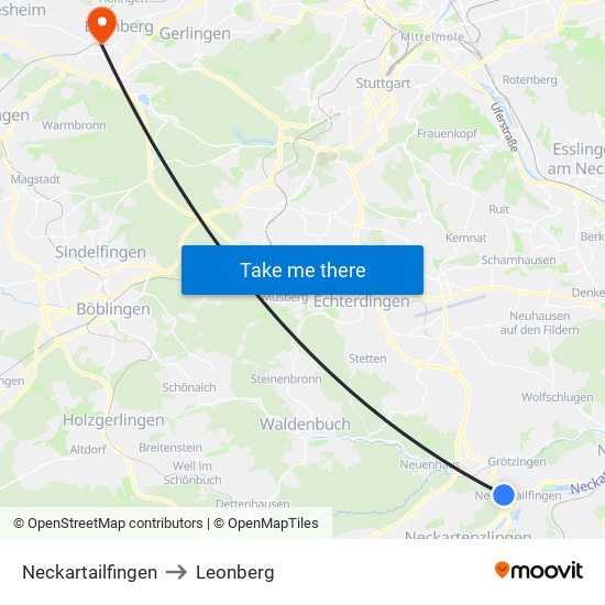 Neckartailfingen to Leonberg map