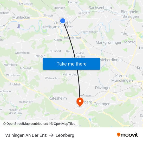 Vaihingen An Der Enz to Leonberg map