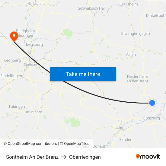 Sontheim An Der Brenz to Oberriexingen map