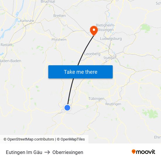 Eutingen Im Gäu to Oberriexingen map