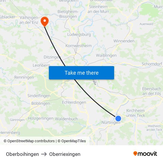 Oberboihingen to Oberriexingen map