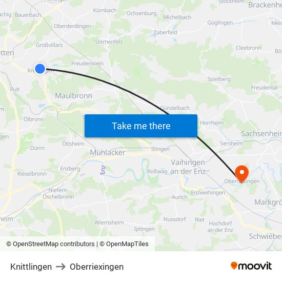 Knittlingen to Oberriexingen map