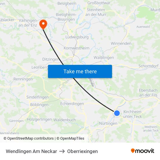 Wendlingen Am Neckar to Oberriexingen map