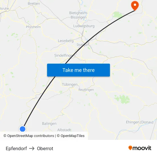 Epfendorf to Oberrot map