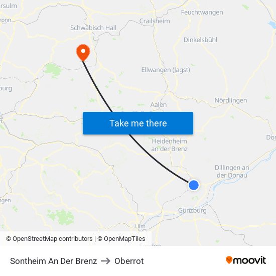 Sontheim An Der Brenz to Oberrot map