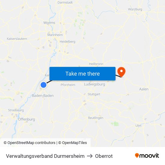Verwaltungsverband Durmersheim to Oberrot map