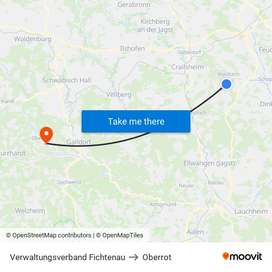 Verwaltungsverband Fichtenau to Oberrot map